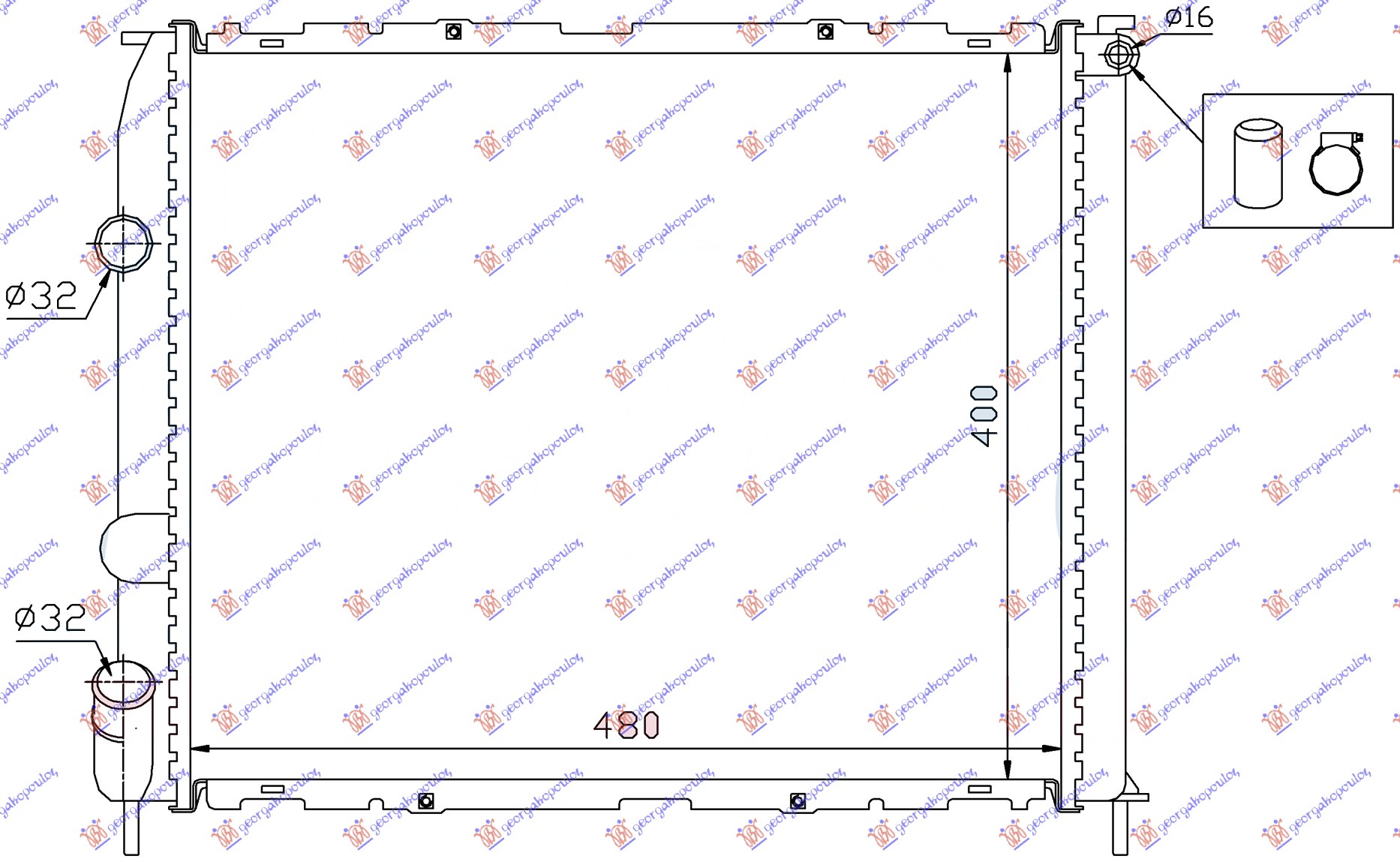 RADIATOR PETROL +AC (480x400x) (MECHANICAL)