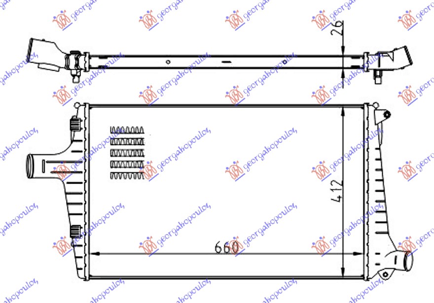 Radiator intercooler 2.5 TDi diesel (650x420x26)
