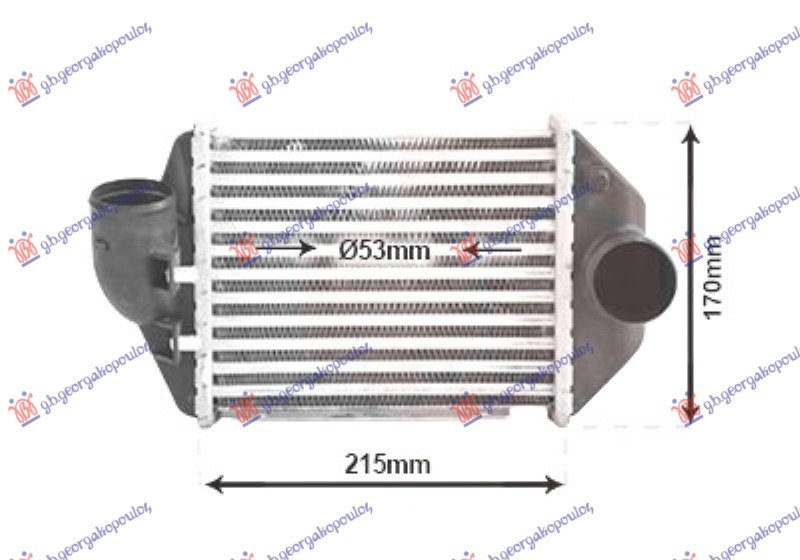 RADIATOR INTERCOOLER 2.4-2.7 PETROL (215x172) (LEFT SIDE)