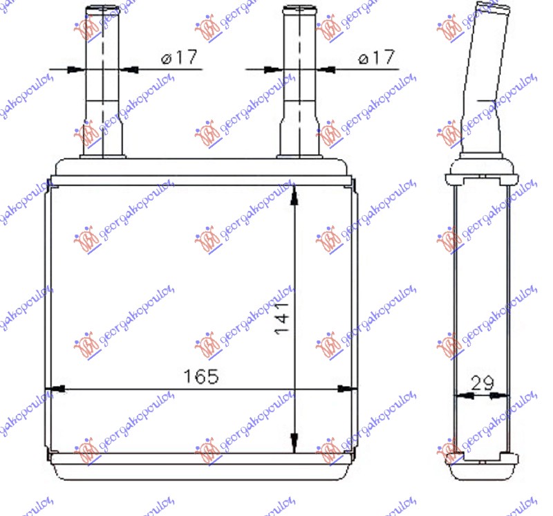HEATER RADIATOR (140x165x26)