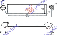 Radiator intercooler 2.0TD 2001-2003 (54x130x50)(Φ50-62)