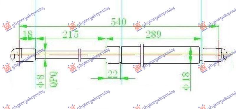GAS SPRING TAIL GATE (540L-385N)