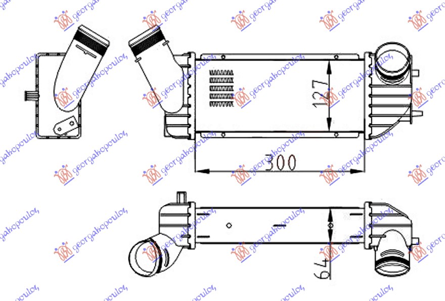 Radiator intercooler 2.0 HDi diesel (300x125x64)