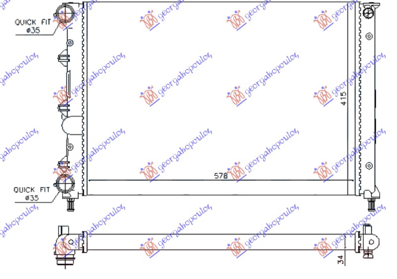 RADIATOR 1.6 TWINSPARK 2005- (580x410x34)