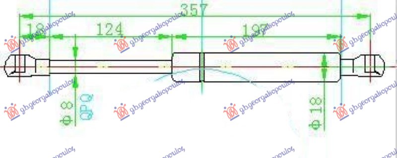 GAS SPRING HOOD (355L-350N)