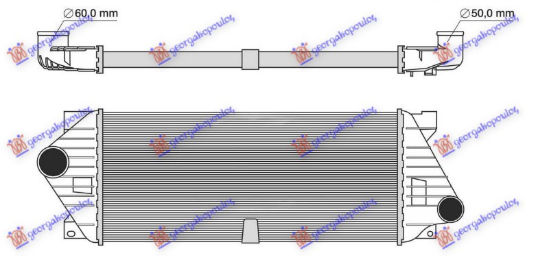 RADIATOR INTERCOOLER 3.2 PETROL - 2.7 CDI DIESEL (585x259)