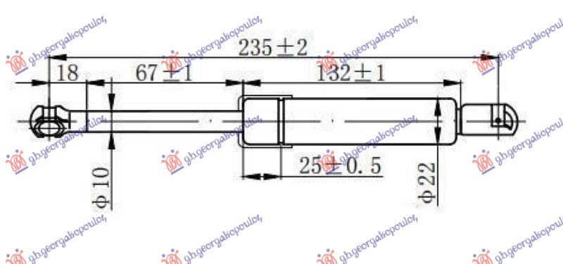 GAS SPRING HOOD (234L-850N)