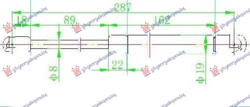 GAS SPRING TAIL GATE 2006- (287L-450N)
