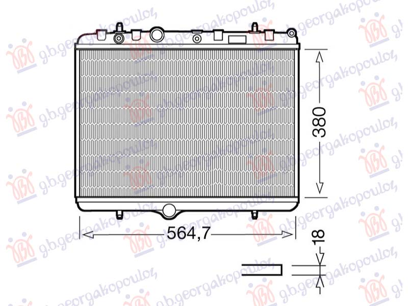 RADIATOR PETROL-DIESEL (38x55x1.8) WITH FAN HOLDER (HELLA)