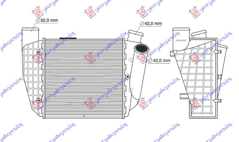 RADIATOR INTERCOOLER 2.5 TDI DIESEL (199x189) (RH)