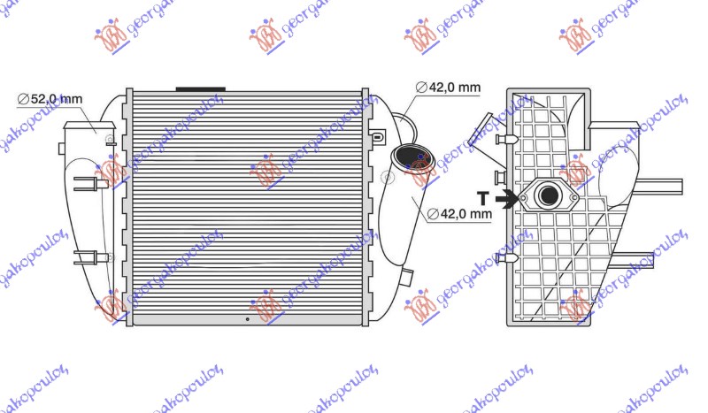 RADIATOR INTERCOOLER 2.5 TDI DIESEL (200x190) (LH)