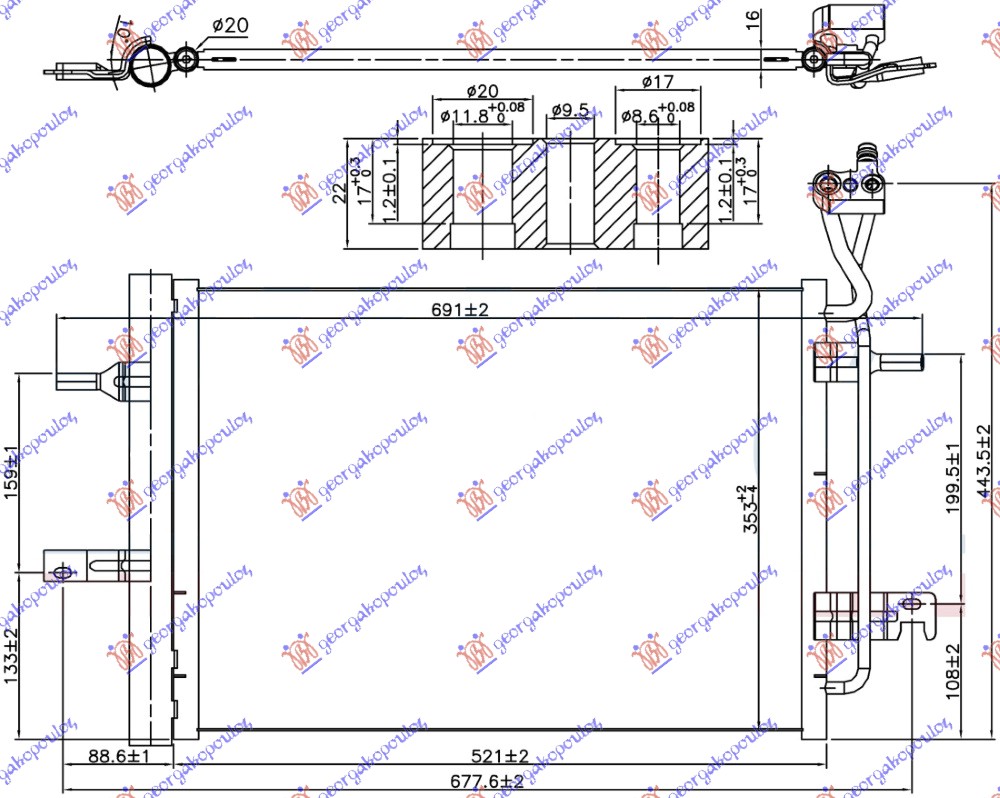 CONDENSER 1.4/1.6/1.8 PETROL 2009- (484x353x16)