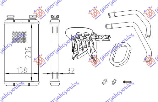 HEATER RADIATOR (235x138) 2003- (COMPLETE WITH KIT)