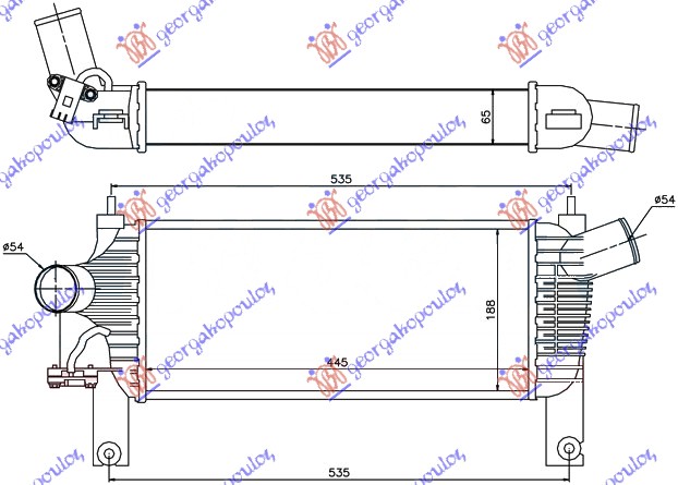 RADIATOR INTERCOOLER 2.5 DCI (443x19x64)