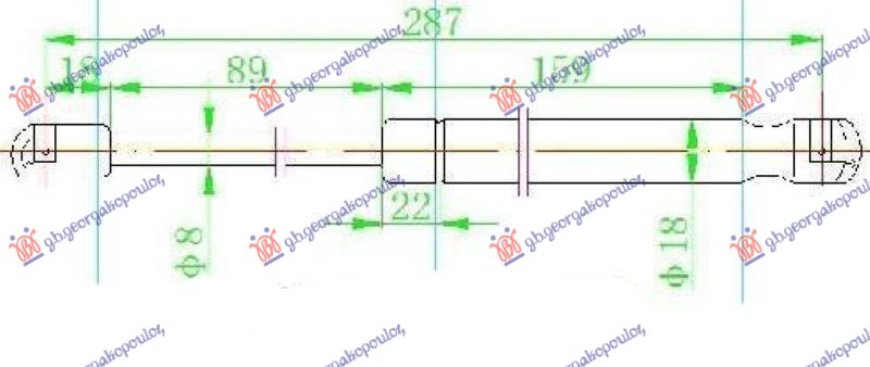 GAS SPRING TAIL GATE 4D (287L-495N)