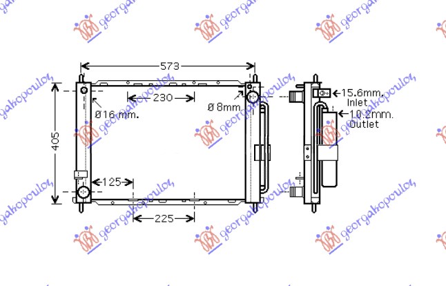 RADIATOR WITH A/C (FIX) 1.4-1.6 PETROL (510x380) (NRF)