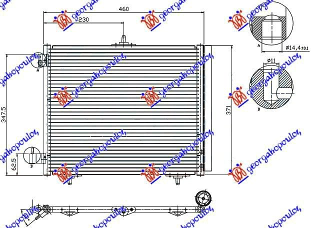 CONDENSER 2005- PETROL-DIESEL (420x370) 3BRACKETS (NRF)