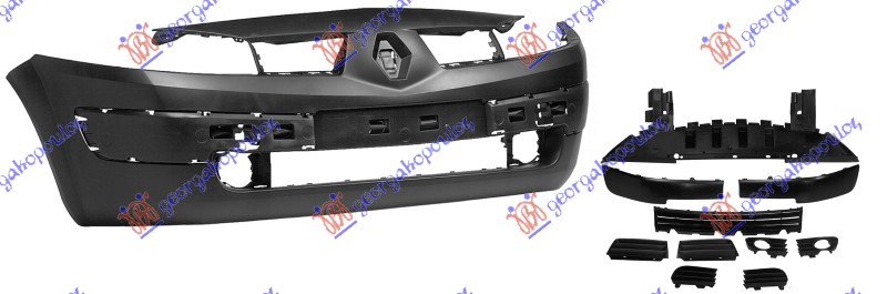 FRONT BUMPER COMPLETE PRIMED (W/O FOG LAMP HOLES)