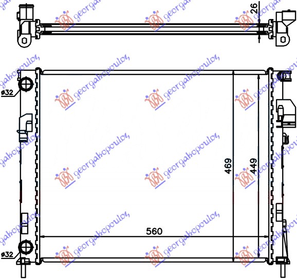 RADIATOR 2.0i PETROL - 1.9 DTi DIESEL (560x450x23) (BRAZED) (NRF)