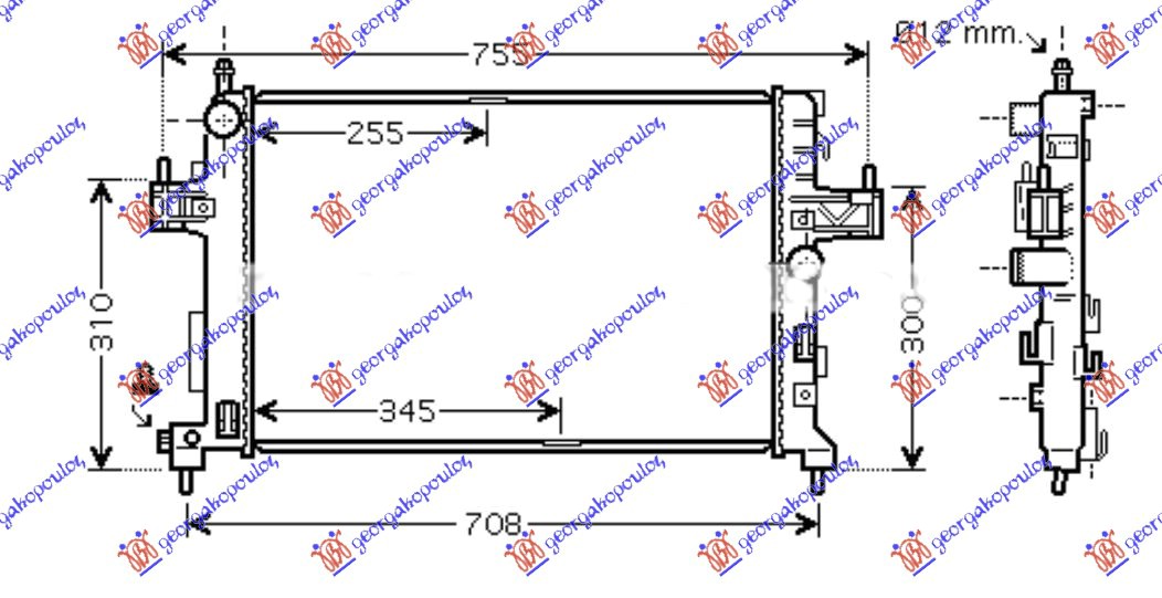 RADIATOR 1.3CDTi/1.7 DTi DIESEL (600x350) (VALEO)