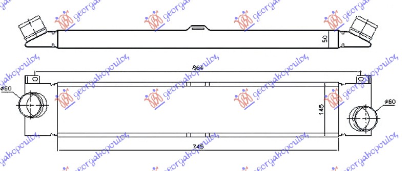 Radiator intercooler 2.3 JTD diesel (745x145x50)