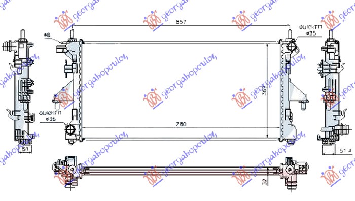 RADIATOR 2.2-2.3-3.0 JTD +/-AC DIESEL MANUAL (780x380x26) (BRAZED)