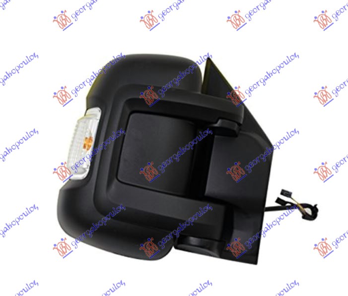 DOOR MIRROR ELECTRICAL HEATED SHORT (W/SIDE LAMP) W/POSITION LIGHT (16W) (6 PIN) (CONVEX GLASS)