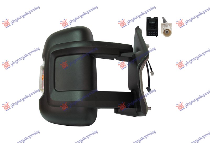DOOR MIRROR ELECTRICAL HEATED MEDIUM (W/SIDE LAMP & ANTENNA) W/POSITION LIGHT (16W) (8+1 PIN) (A QUALITY) (CONVEX GLASS)