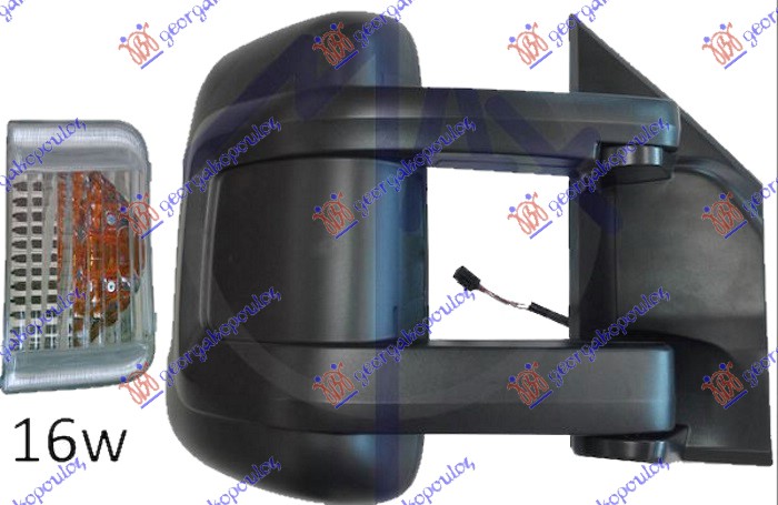 DOOR MIRROR ELECTRICAL HEATED (LONG ARM) (W/SIDE LAMP) (W/POSITION LIGHT 16W) (8PIN) (CONVEX GLASS)