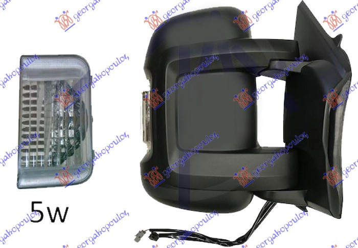 DOOR MIRROR ELECTRICAL HEATED FOLDABLE (SHORT ARM) (W/SIDE LAMP) (CONVEX GLASS)