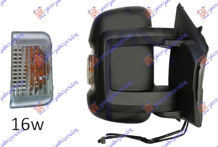 DOOR MIRROR ELECTRICAL HEATED FOLDABLE (SHORT ARM) (W/SIDE LAMP) (W/POSITION LIGHT 16W)(10PIN) (CONVEX GLASS)