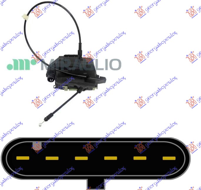 REAR DOOR LOCK CENTRAL LOCK BLACK (6pins)