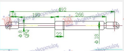 GAS SPRING TAIL GATE S.W. (491L-600N)