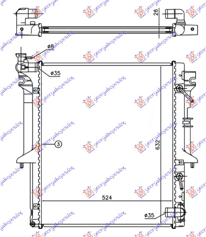 RADIATOR 2.5 T.D AUTOMATIC (525x635) (NRF)