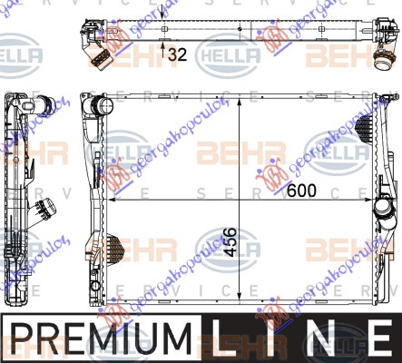 RADIATOR ALL MODELS PETROL (SINGLE AUTOMATIC) (600x460x32) 1 TUBE (MAHLE BEHR PREMIUM LINE)