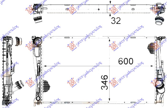 RADIATOR 3.0 (135i) PETROL MANUAL - 2.0 (116D-118D-120D-123D) DIESEL MANUAL/AUTOMATIC (600x340x32) 1 TUBE (MAHLE BEHR)