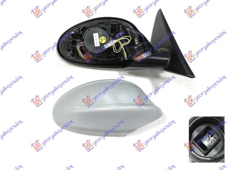 DOOR MIRROR ELECTRICAL HEATED FOLDABLE PRIMED (W/MEMORY) (3 PIN) (CONVEX GLASS)