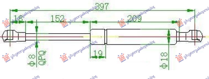 GAS SPRING HOOD (400L-330N)