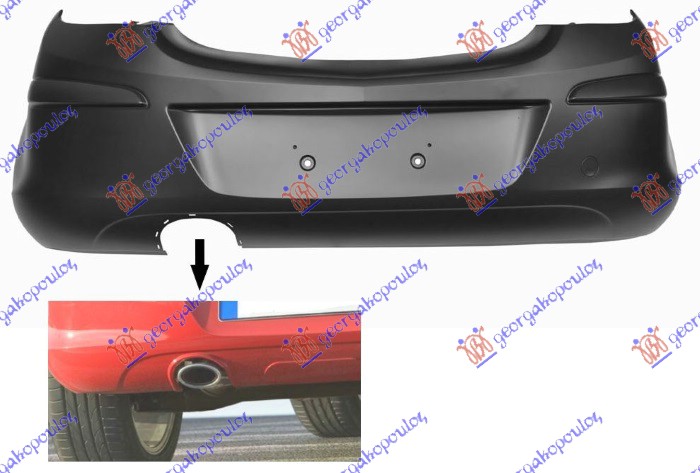 REAR BUMPER 3D SPORT/SXI/GSI (W/CUTTING MARKS FOR PDC) (A QUALITY)