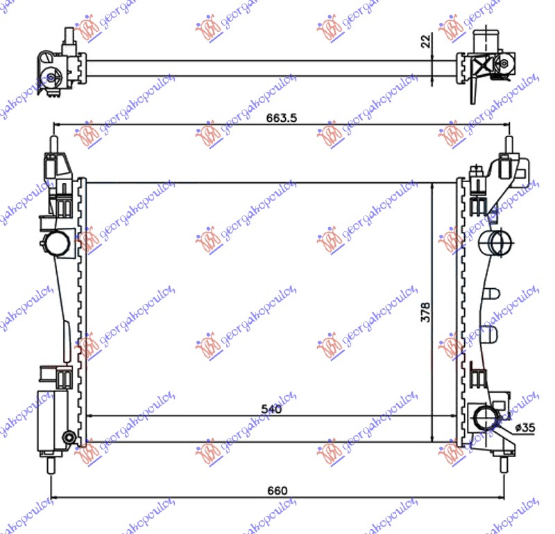 RADIATOR PERTOL +/- A/C (54x375)