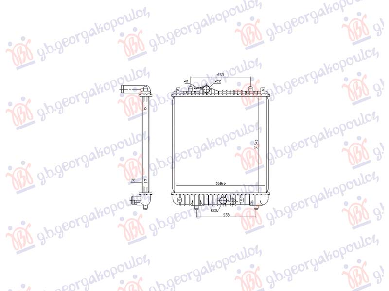 RADIATOR 1.0i 12V - 1.2i PETROL MANUAL +/- A/C (375x358) 2005- (NRF)