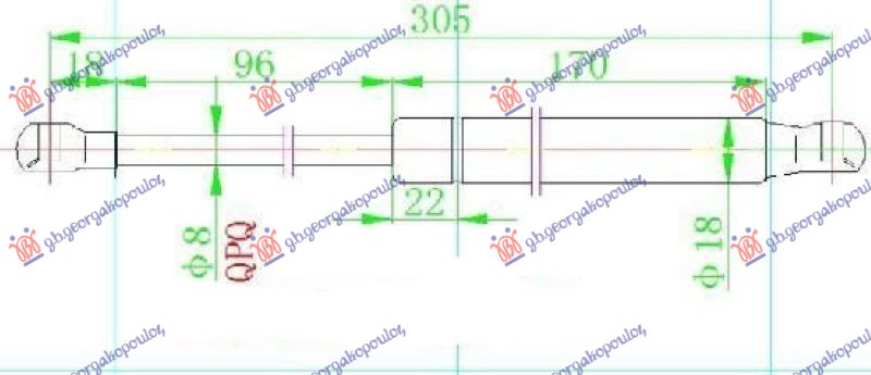 GAS SPRING HOOD (306L-360N)