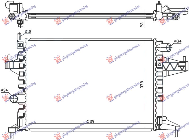 RADIATOR 1.4-1.8 MANUAL +/-AC (540x380) (DIAGONAL) (NRF)