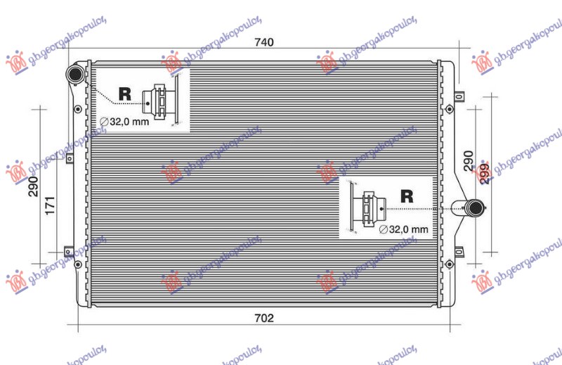 RADIATOR 2.0 TFSi PETROL - 2.0 TDi DIESEL (650x450) (NRF)
