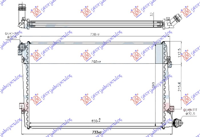 RADIATOR 1.9-2.0 TDi DIESEL (650x400) TUBE DIAGONAL (BRAZED)