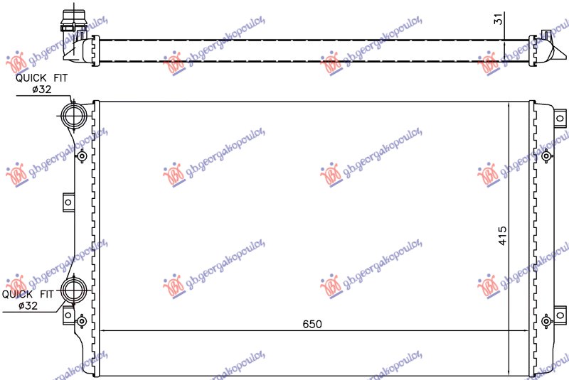 RADIATOR 1.2-1.4-1.6-1.8 TSi PETROL -1.9 TDi DIESEL (650x410) (MECHANICAL) (VALEO)