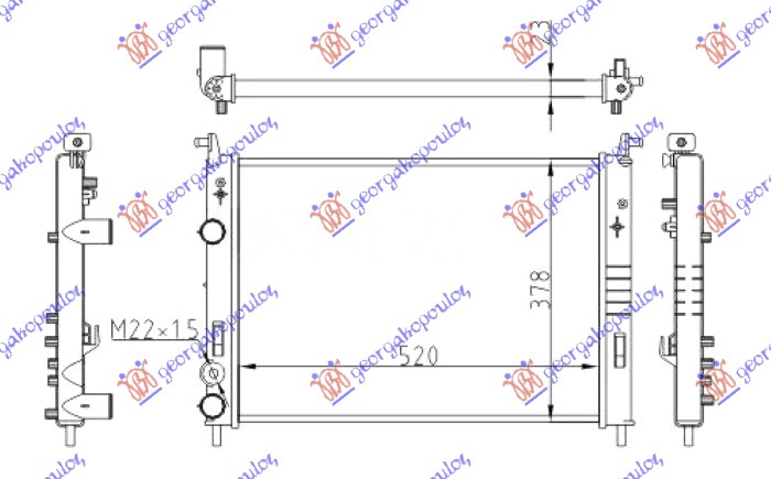 RADIATOR 1.9 DIESEL (520x378) 2000-