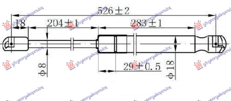 GAS SPRING TAIL GATE (527L-325N)
