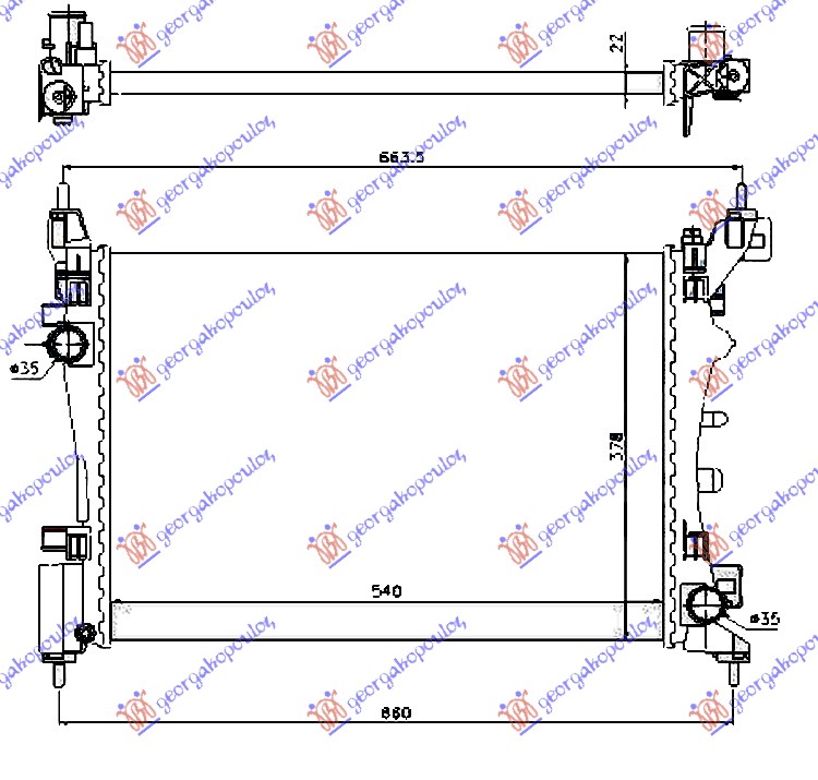 RADIATOR 1.2-1.4 PETROL MANUAL/AUTOMATIC +/-AC (540x375)