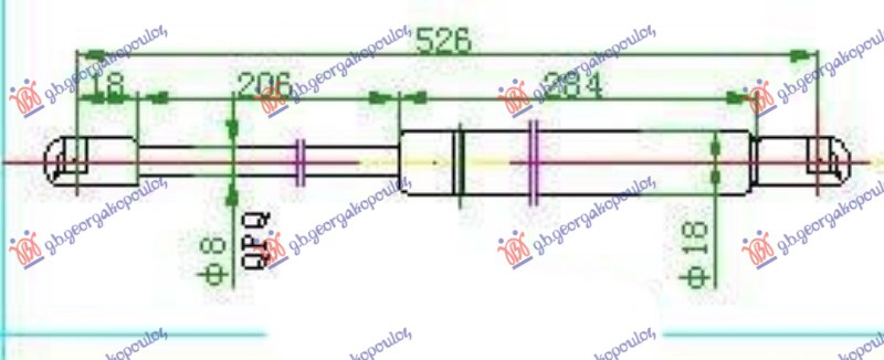 GAS SPRING TAIL GATE (526L-350N)